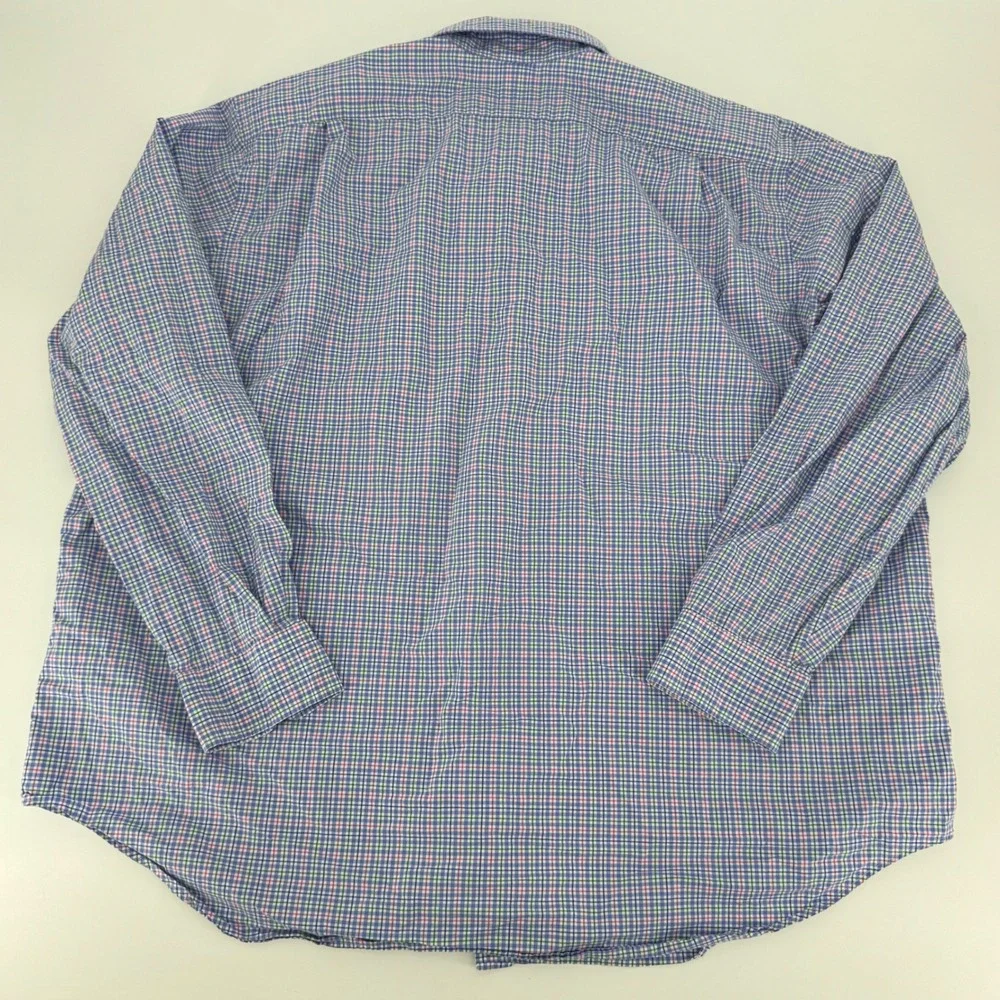 Polo‎ Ralph Lauren Men 2XB Big Plaid Button Down Shirt Blue Green Pink LS